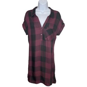 Midi Dress Plaid Maroon & Black Size Medium